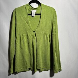 VTG 90s‎ Green One Button Cardigan Sweater Babydoll Fairy Grunge Boho Womens L